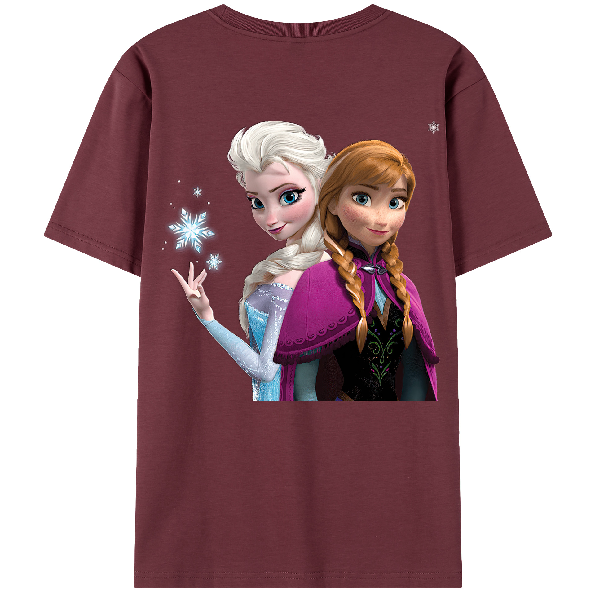 （画像用） アナと雪の女王 アンナ エルサ Frozen Anna Elsa 綿100％半袖Tシャツ（背面プリント）